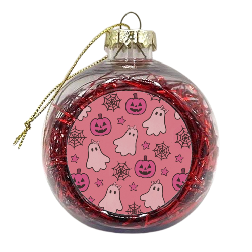 Pink Halloween pattern - xmas bauble by Giddy Kipper