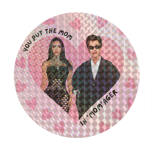 Pink Hearts Momager - Circle Sticker by DOLLY WOLFE