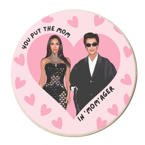 Pink Hearts Momager - personalised beer coaster by DOLLY WOLFE