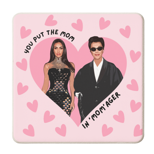 Pink Hearts Momager - personalised beer coaster by DOLLY WOLFE