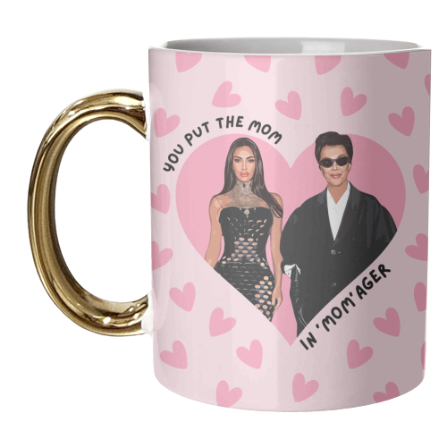 Pink Hearts Momager - unique mug by DOLLY WOLFE