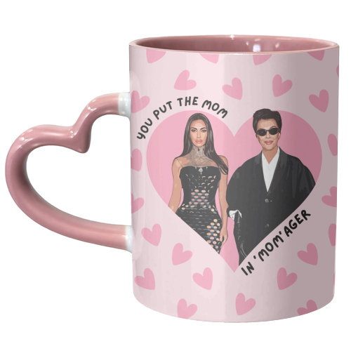 Pink Hearts Momager - unique mug by DOLLY WOLFE
