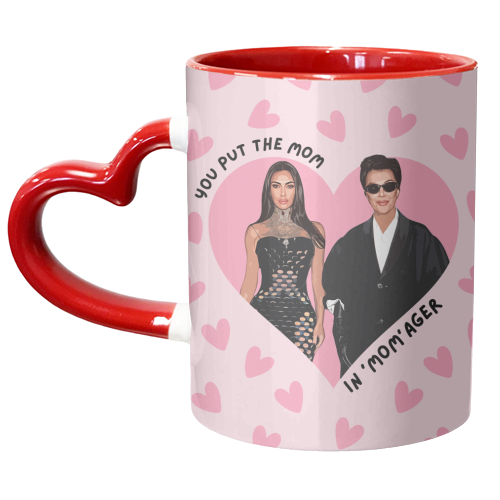 Pink Hearts Momager - unique mug by DOLLY WOLFE