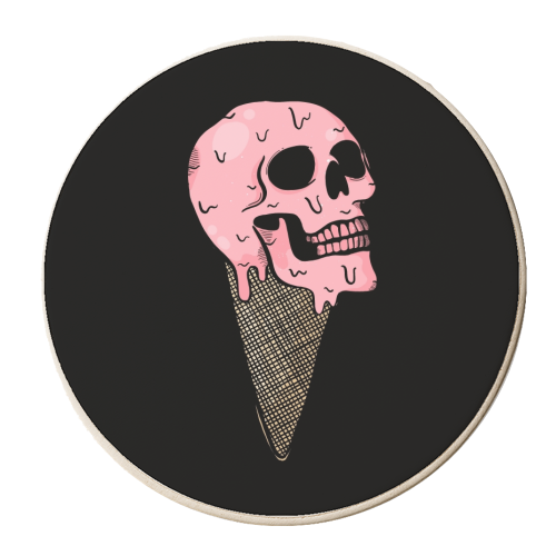 Pink Ice Cream Skull - personalised beer coaster by Alice Palazon