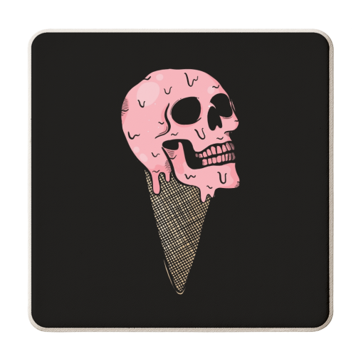 Pink Ice Cream Skull - personalised beer coaster by Alice Palazon