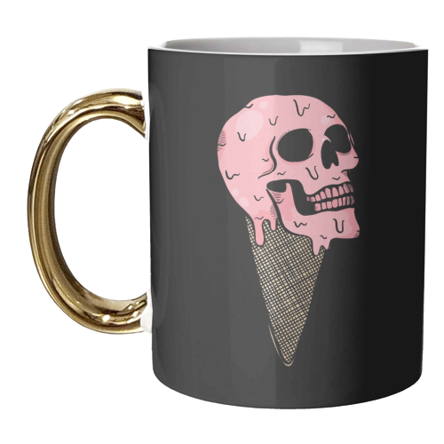 Pink Ice Cream Skull - unique mug by Alice Palazon