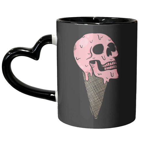 Pink Ice Cream Skull - unique mug by Alice Palazon