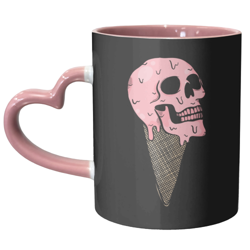Pink Ice Cream Skull - unique mug by Alice Palazon