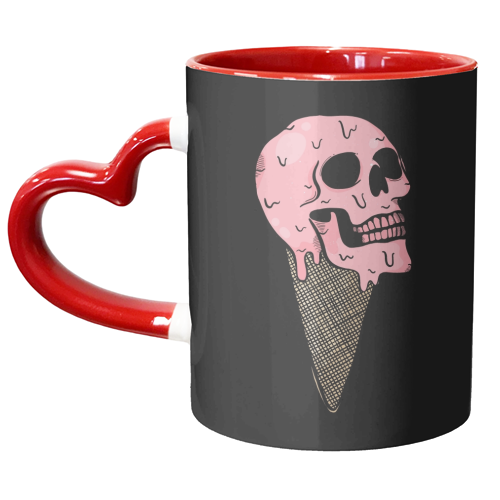 Pink Ice Cream Skull - unique mug by Alice Palazon