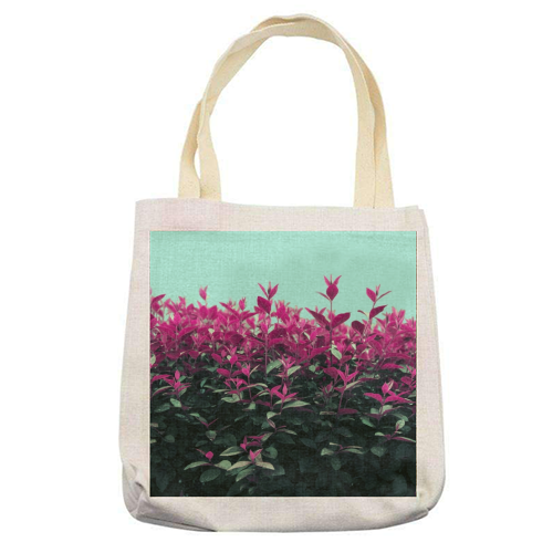Pink Leaves - printed tote bag by DejaReve