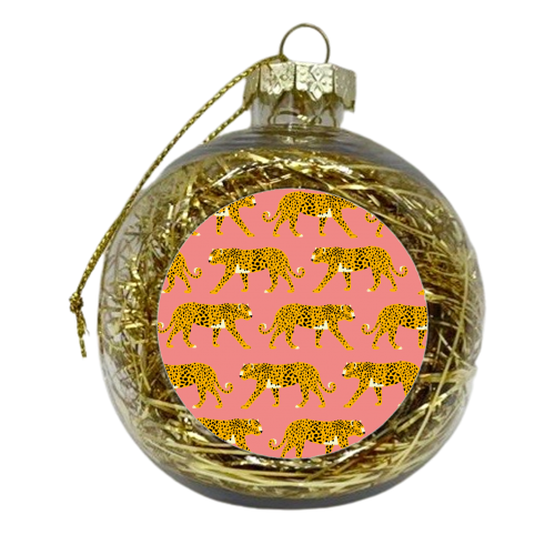 Pink Leopard Love - xmas bauble by Laura Lonsdale