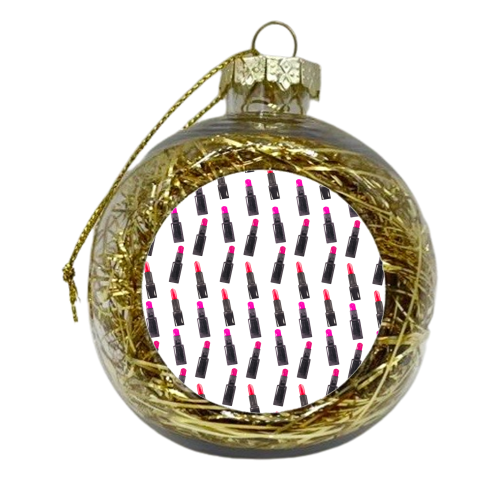 pink lipstick pattern i - xmas bauble by Anastasios Konstantinidis
