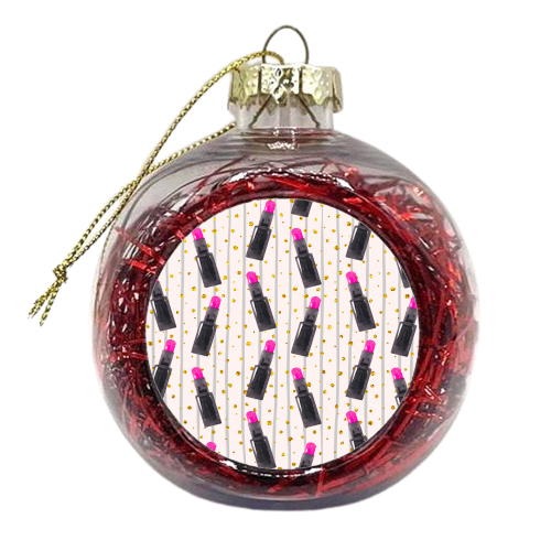 pink lipsticks - xmas bauble by Anastasios Konstantinidis