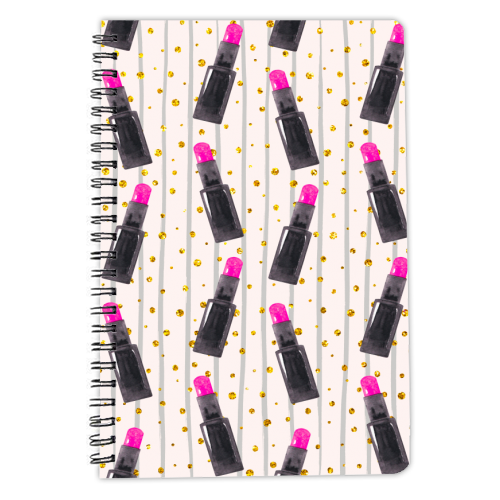 pink lipsticks - personalised A4, A5, A6 notebook by Anastasios Konstantinidis