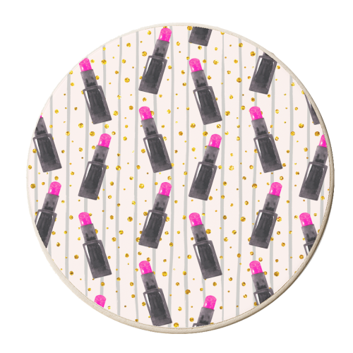 pink lipsticks - personalised beer coaster by Anastasios Konstantinidis