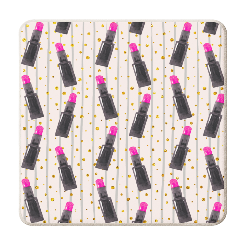 pink lipsticks - personalised beer coaster by Anastasios Konstantinidis