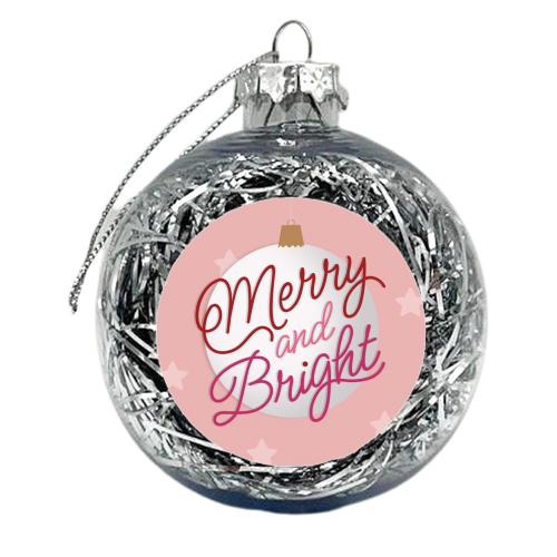 Pink merry and bright bauble - xmas bauble by The Girl Next Draw