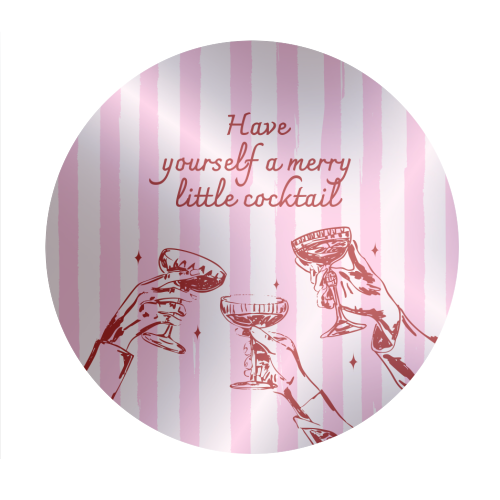 Pink Merry Little Cocktail Festive Illustration - Circle Sticker by EZbie