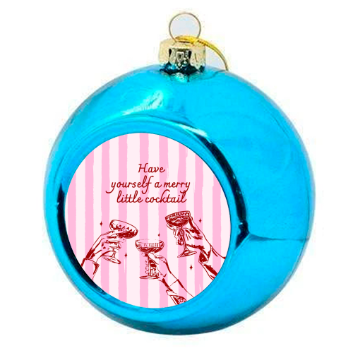 Pink Merry Little Cocktail Festive Illustration - colourful christmas bauble by EZbie