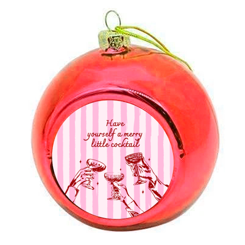 Pink Merry Little Cocktail Festive Illustration - colourful christmas bauble by EZbie