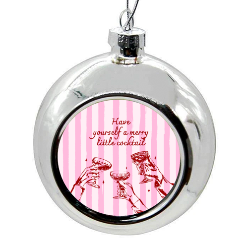 Pink Merry Little Cocktail Festive Illustration - colourful christmas bauble by EZbie