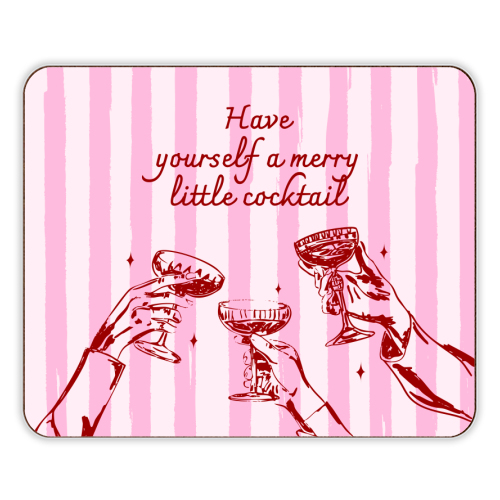 Pink Merry Little Cocktail Festive Illustration - designer placemat by EZbie