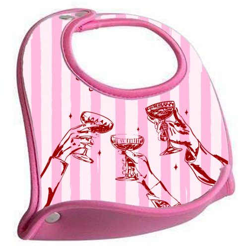 Pink Merry Little Cocktail Festive Illustration - feeding bib by EZbie