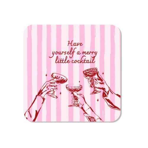 Pink Merry Little Cocktail Festive Illustration - Magnet by EZbie