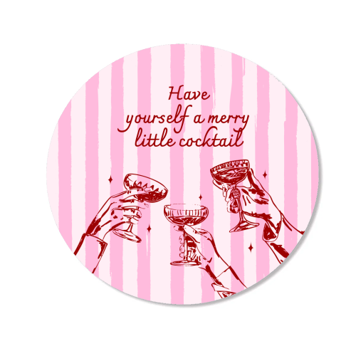Pink Merry Little Cocktail Festive Illustration - Magnet by EZbie