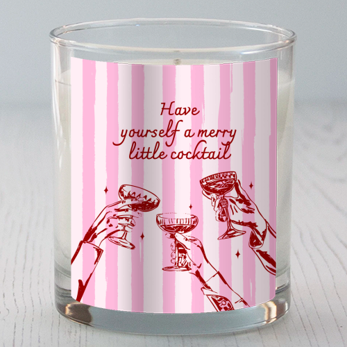 Pink Merry Little Cocktail Festive Illustration - scented candle by EZbie