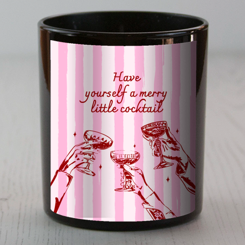 Pink Merry Little Cocktail Festive Illustration - scented candle by EZbie