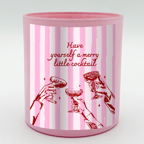 Pink Merry Little Cocktail Festive Illustration - scented candle by EZbie