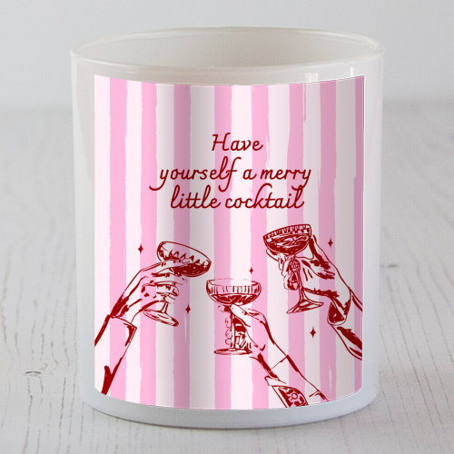 Pink Merry Little Cocktail Festive Illustration - scented candle by EZbie