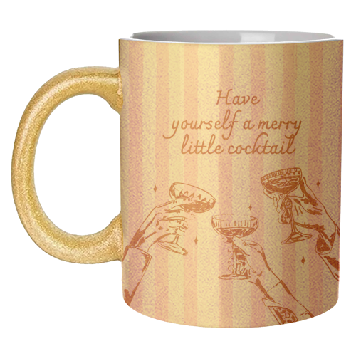 Pink Merry Little Cocktail Festive Illustration - unique mug by EZbie