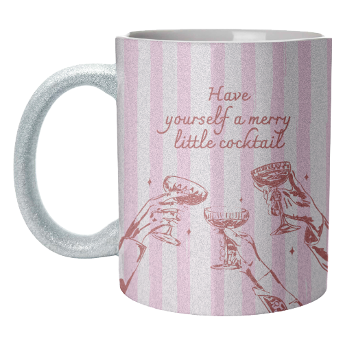 Pink Merry Little Cocktail Festive Illustration - unique mug by EZbie