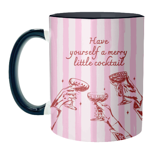 Pink Merry Little Cocktail Festive Illustration - unique mug by EZbie