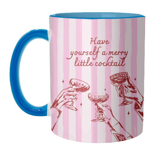Pink Merry Little Cocktail Festive Illustration - unique mug by EZbie
