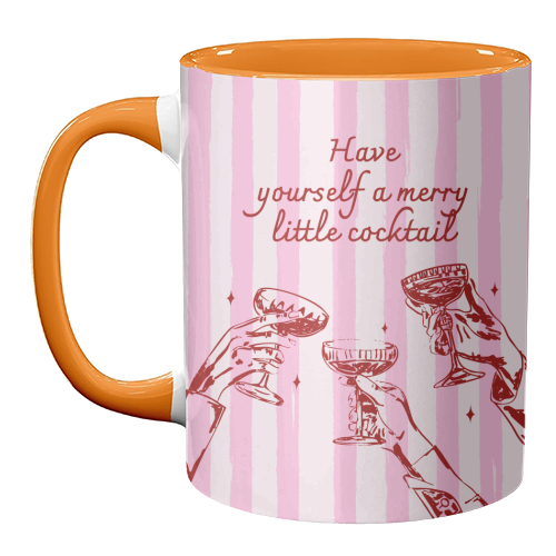 Pink Merry Little Cocktail Festive Illustration - unique mug by EZbie