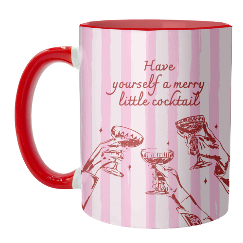 Pink Merry Little Cocktail Festive Illustration - unique mug by EZbie
