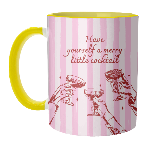 Pink Merry Little Cocktail Festive Illustration - unique mug by EZbie