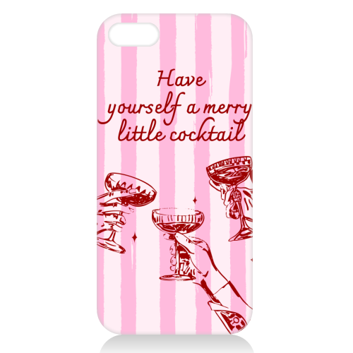 Pink Merry Little Cocktail Festive Illustration - unique phone case by EZbie