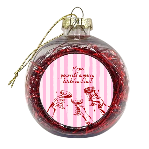 Pink Merry Little Cocktail Festive Illustration - xmas bauble by EZbie