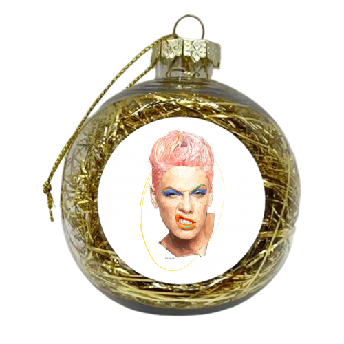 Pink P!nk - xmas bauble by Beverley Rae