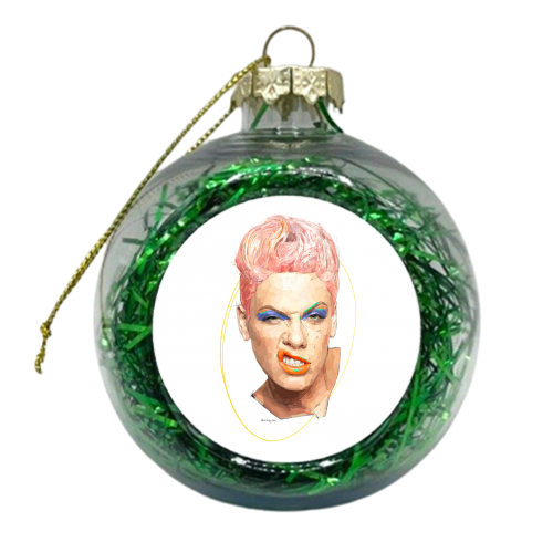Pink P!nk - xmas bauble by Beverley Rae