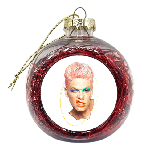 Pink P!nk - xmas bauble by Beverley Rae