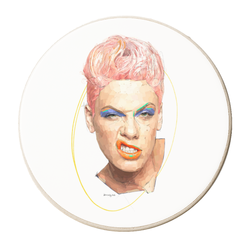Pink P!nk - personalised beer coaster by Beverley Rae