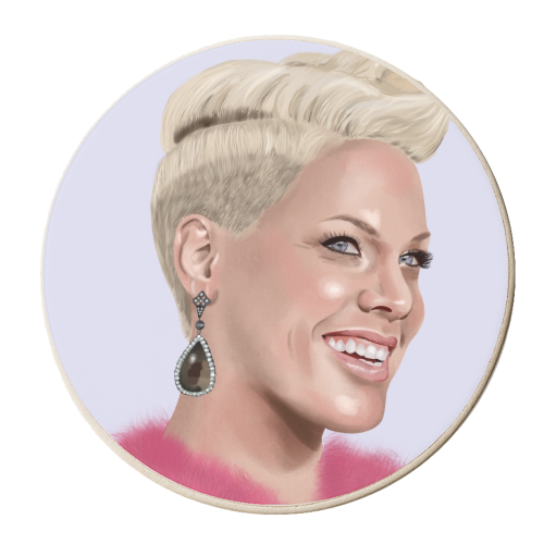 Pink P!nk Pink - personalised beer coaster by Sarah Wilkinson