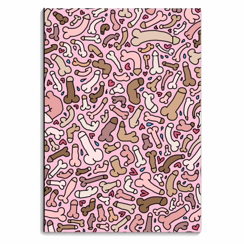 Pink penis pattern - personalised A4, A5, A6 notebook by andrea zuza