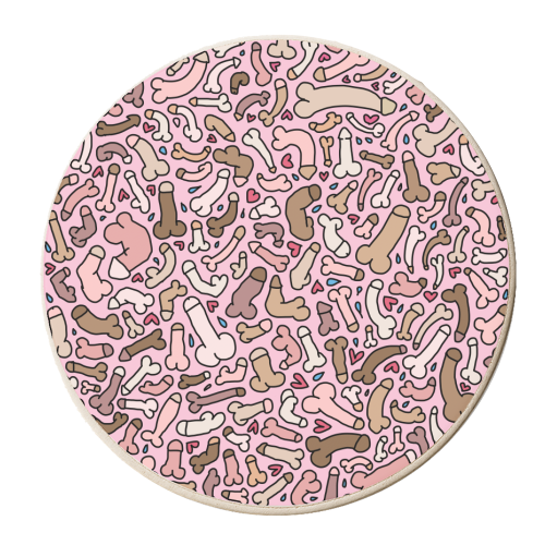 Pink penis pattern - personalised beer coaster by andrea zuza