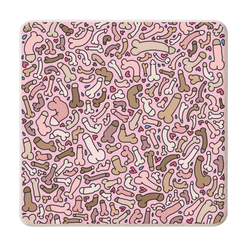 Pink penis pattern - personalised beer coaster by andrea zuza